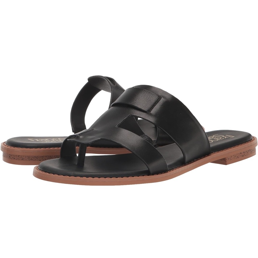 NEW Franco Sarto Black Leather Sandals - Picture 6 of 7